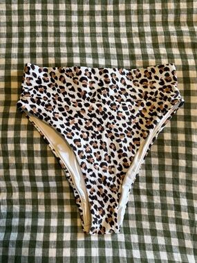 High-Waist Leopard Print Bikini Bottoms